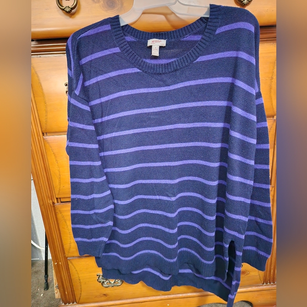 Women's Striped Sweater - Purple and dark purple